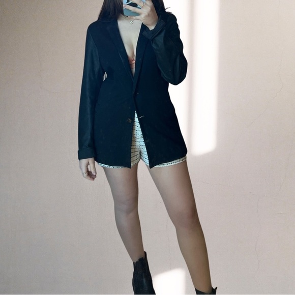 [CLEARANCE/Send Offers] THEORY VINTAGE BLAZER WITH LEATHER SLEEVES, SIZE 8 - Picture 2 of 5